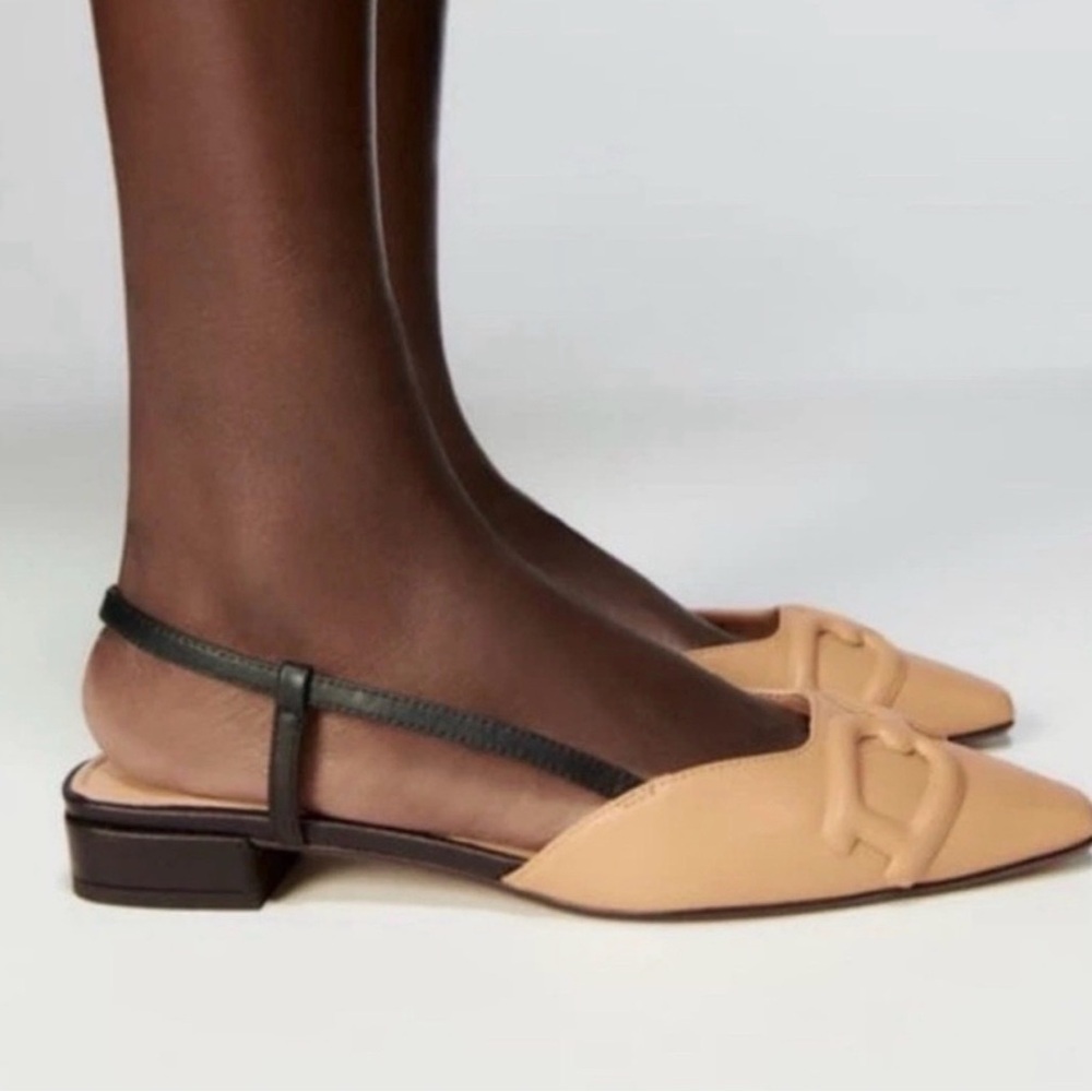 Zara Tan and Black Slingback Flats brand new size 10